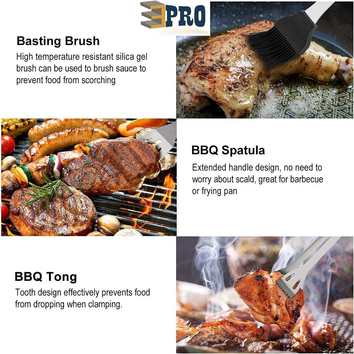 25-Piece Stainless Steel BBQ Tool Set with Carry Bag