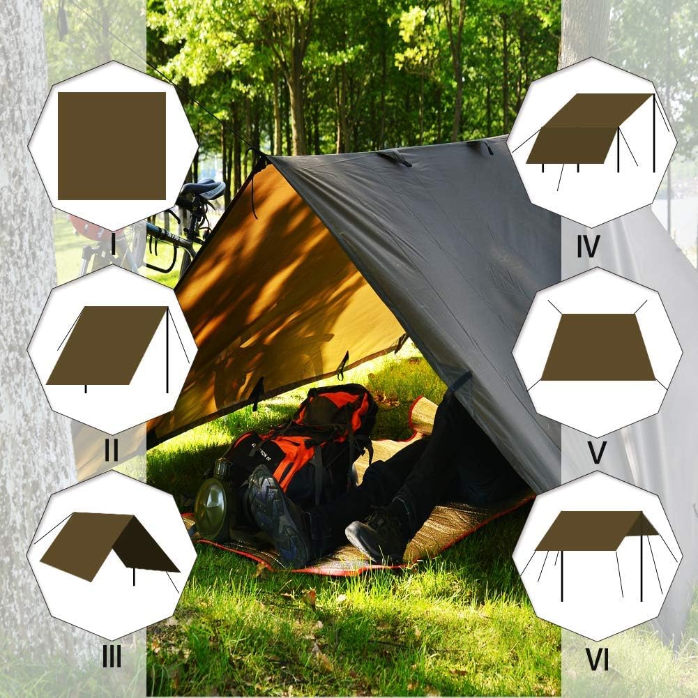 4m x 4m Waterproof Camping Tarp & Hammock Rain Fly