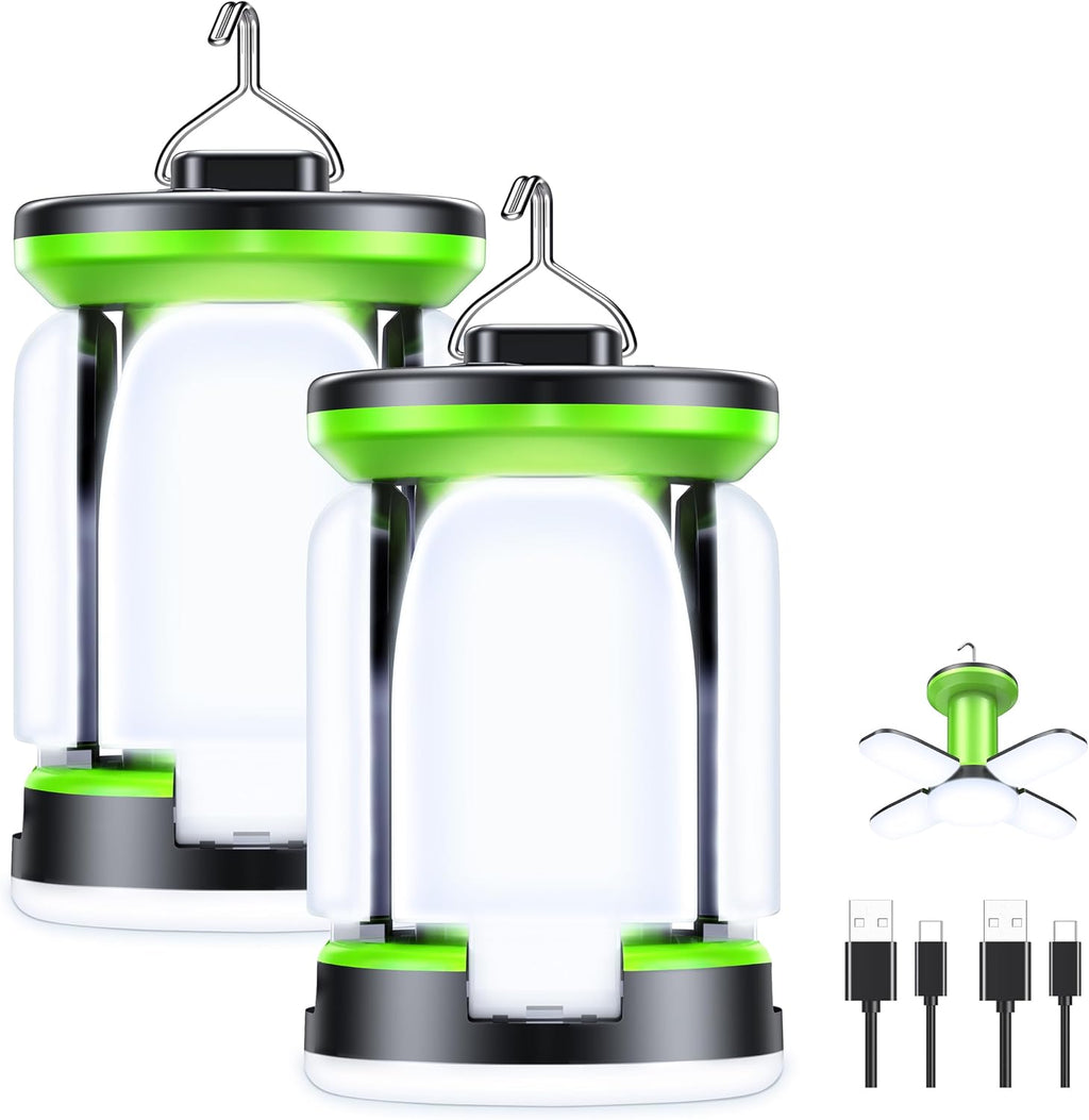 Rechargeable 2000LM Camping Lantern with Detachable Lights – 2 Pack