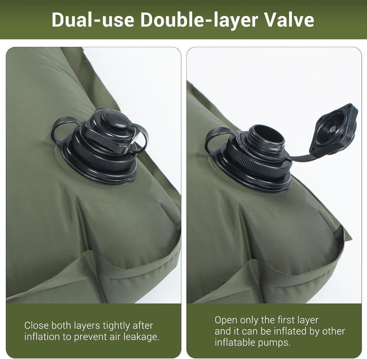 Ultra-Thick Self-Inflating Camping Sleeping Pad with Built-In Pillow
