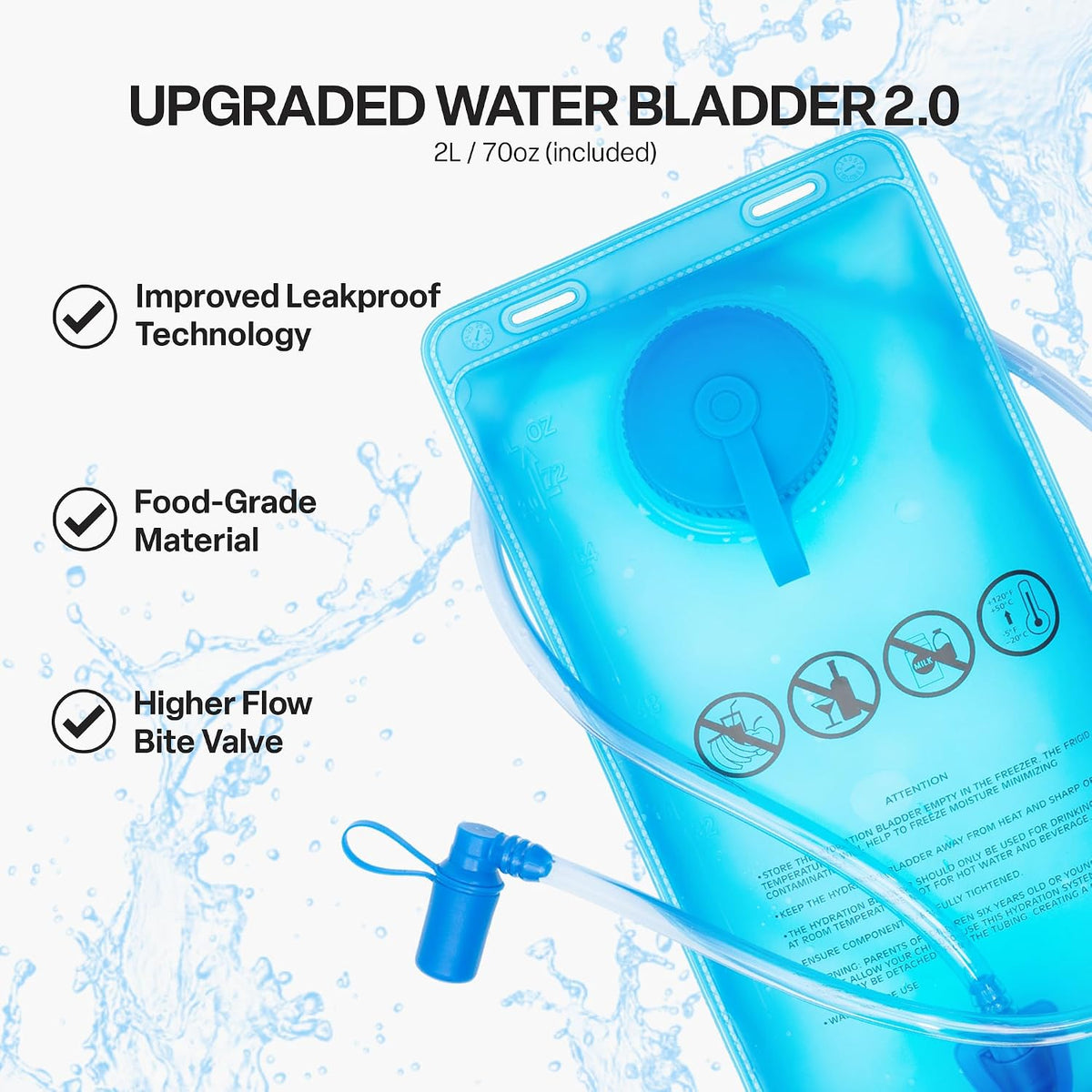 Hydration Backpack with 2L Water Bladder & Rain Cover