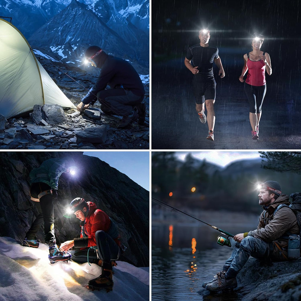 Rechargeable LED Head Torch 2 Pack – Spot, Flood & Red Light