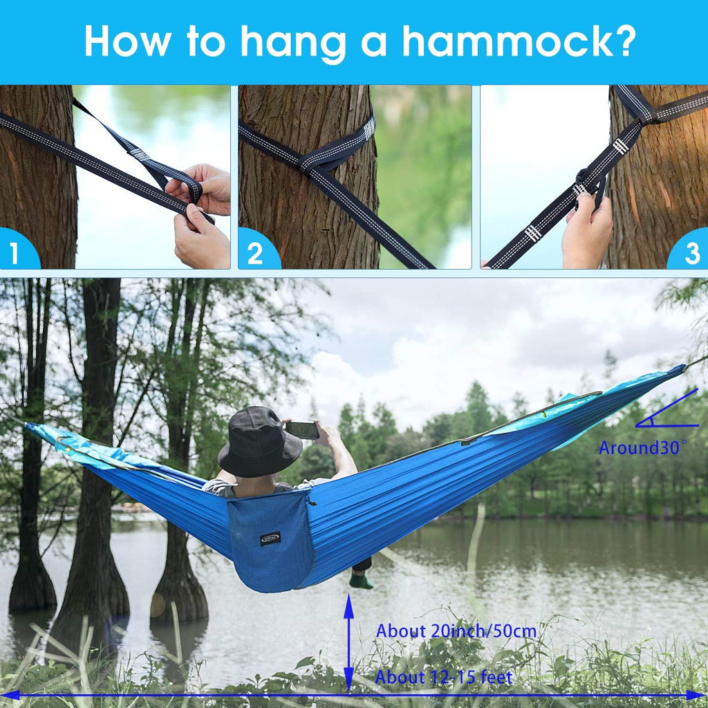 Pop-Up Mosquito Net Camping Hammock with Tree Straps