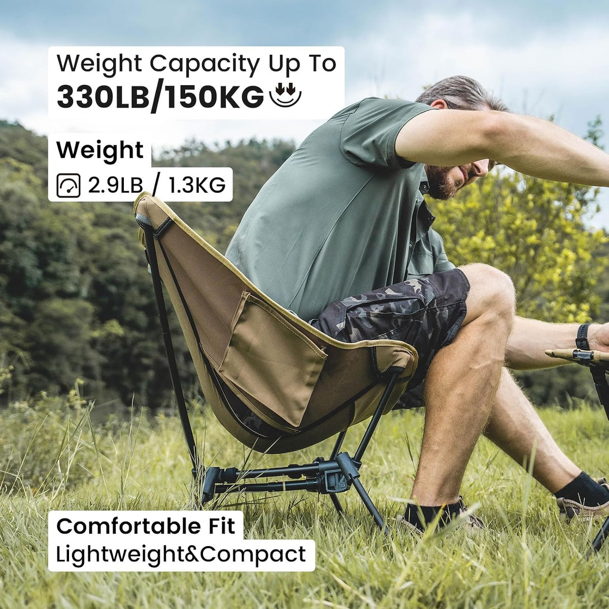 Ultralight Folding Camping Chair – 1.34 kg, Holds 150 kg