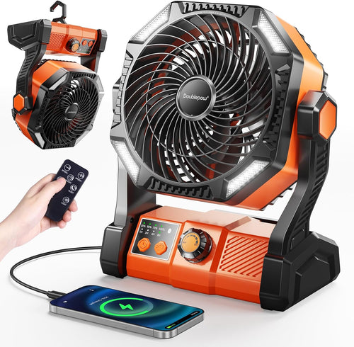20000mAh Rechargeable Camping Fan with LED Lantern & Remote