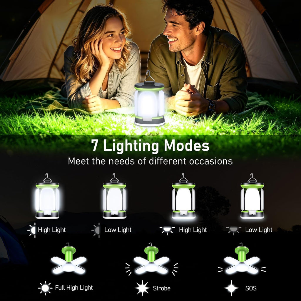 Rechargeable 2000LM Camping Lantern with Detachable Lights – 2 Pack