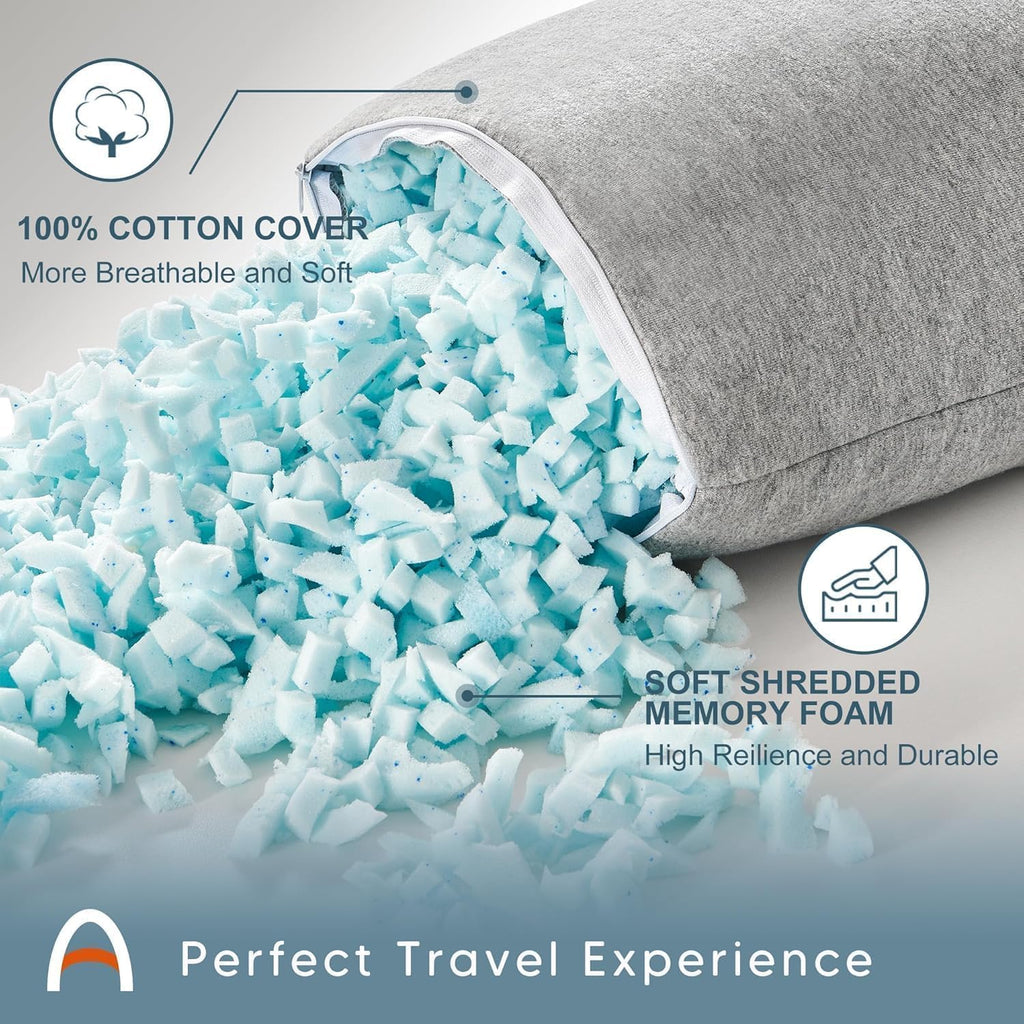 Shredded Memory Foam Camping Pillow with Cotton Cover