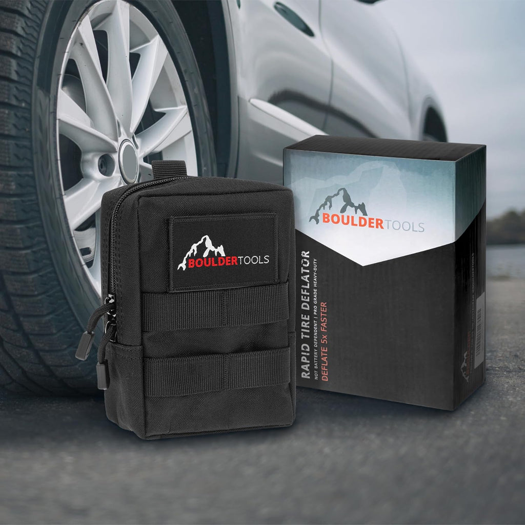 4WD Rapid Tyre Deflator Kit with Gauge, Valve Cores & Pouch