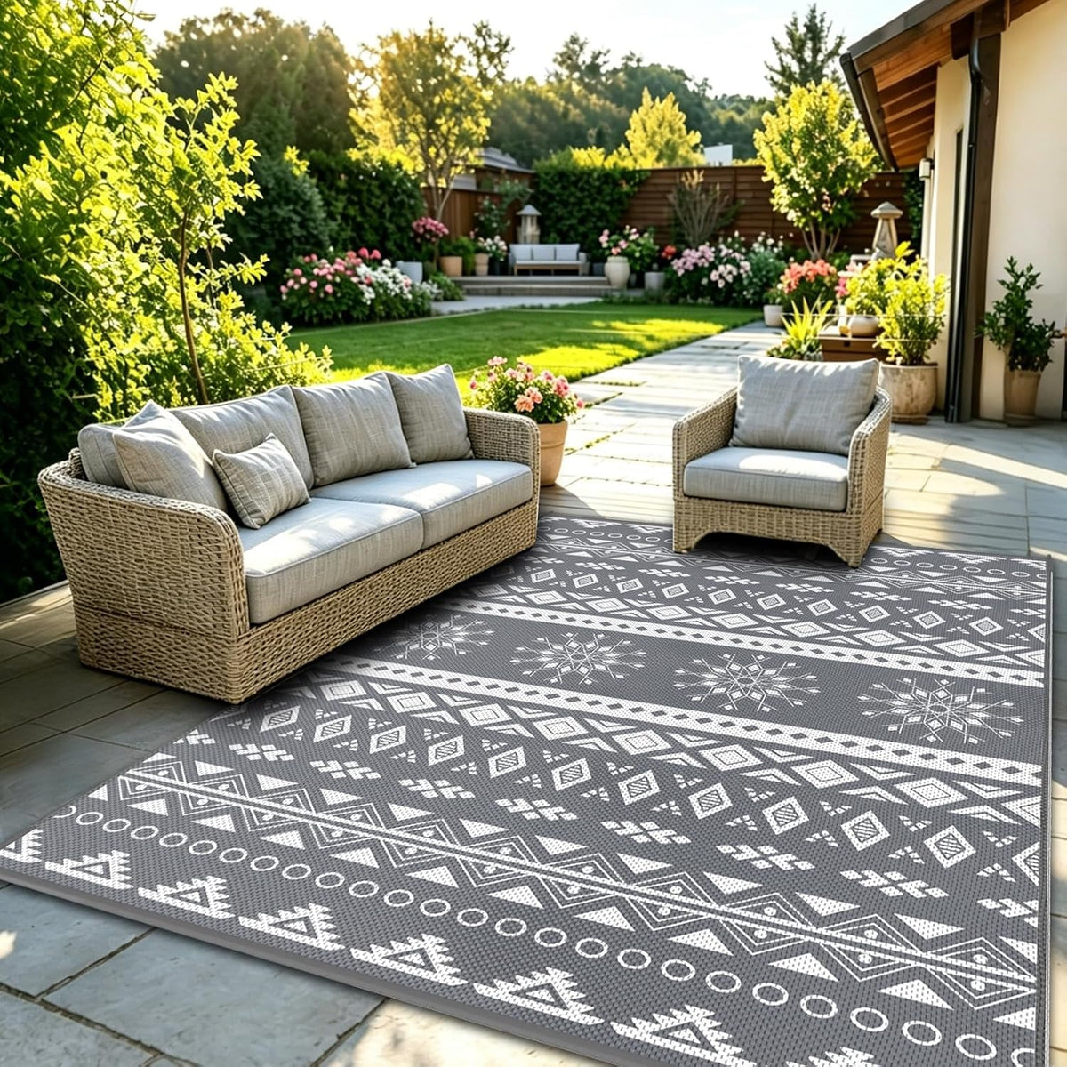 Reversible Waterproof Outdoor Rug for Patio & Camping