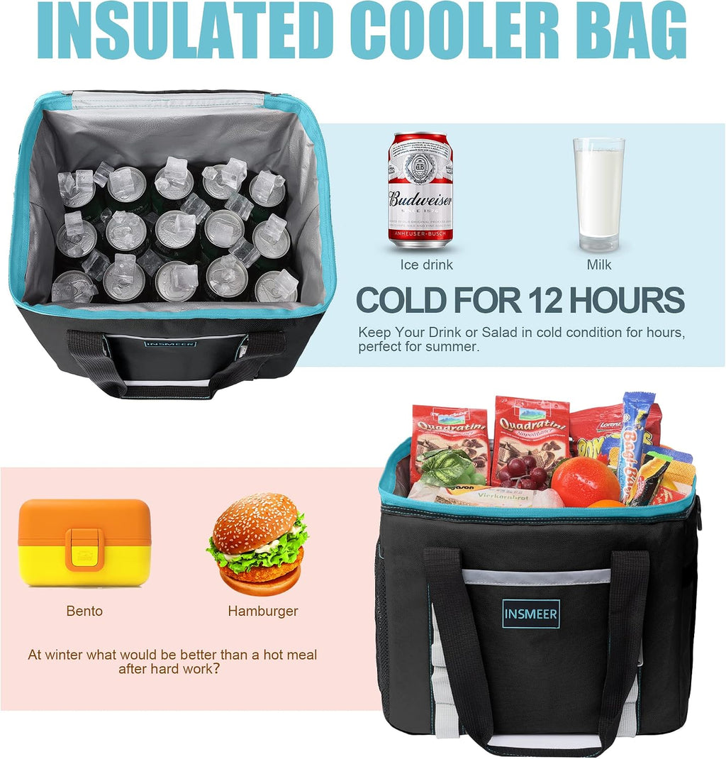 48L Large Foldable Insulated Cooler Bag – Holds 65 Cans