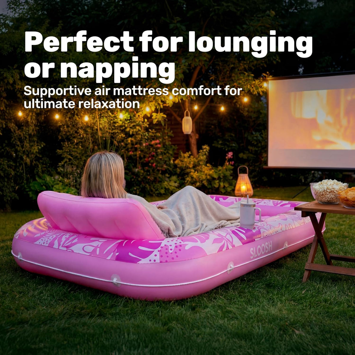 XL Inflatable Tanning Pool Lounger with Pillow