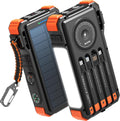 20000mAh Solar Power Bank with Wireless Charging & Built-In Cables