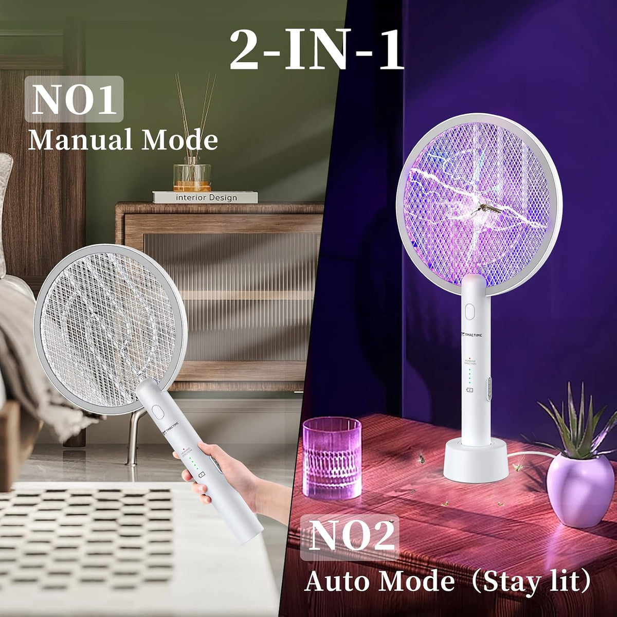 Rechargeable 4000V Electric Fly Swatter & Mosquito Zapper