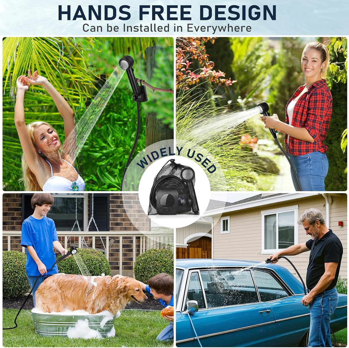 Rechargeable Portable Camping Shower – 8000mAh, LED Display