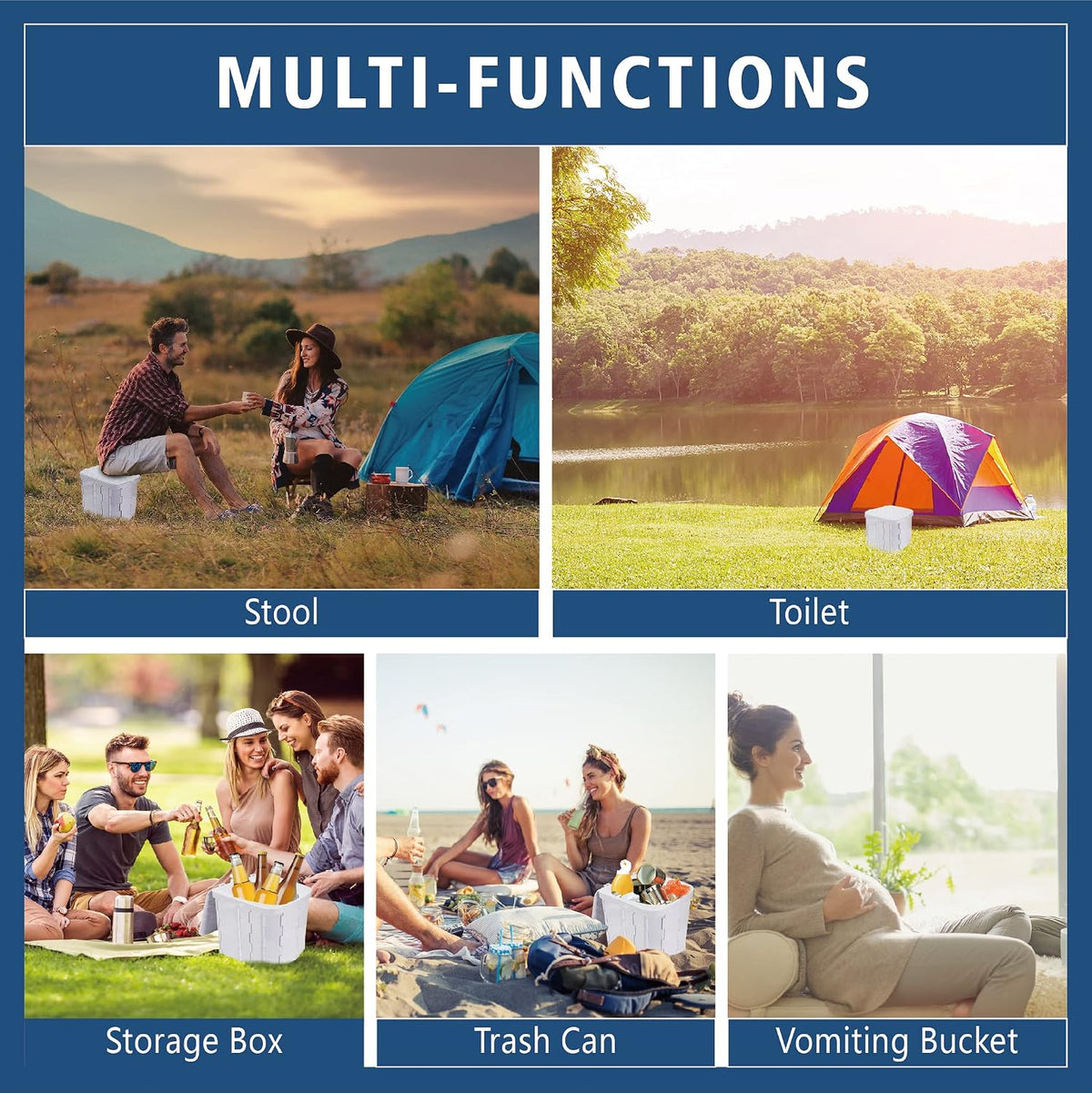XL Portable Folding Camping Toilet with Lid