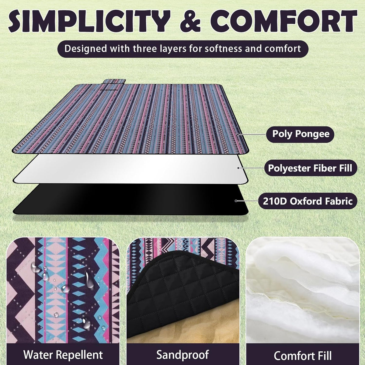 Waterproof Picnic Blanket 200 x 200 cm