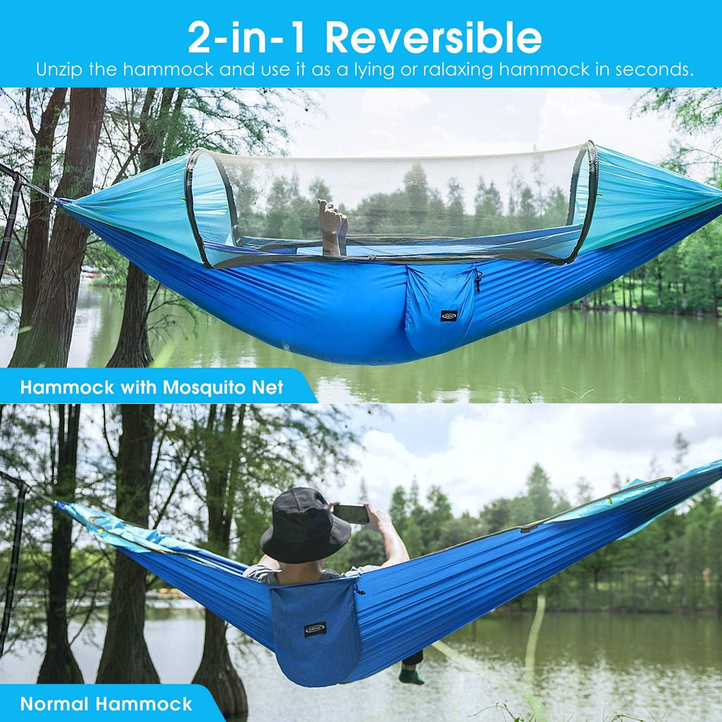 Pop-Up Mosquito Net Camping Hammock with Tree Straps