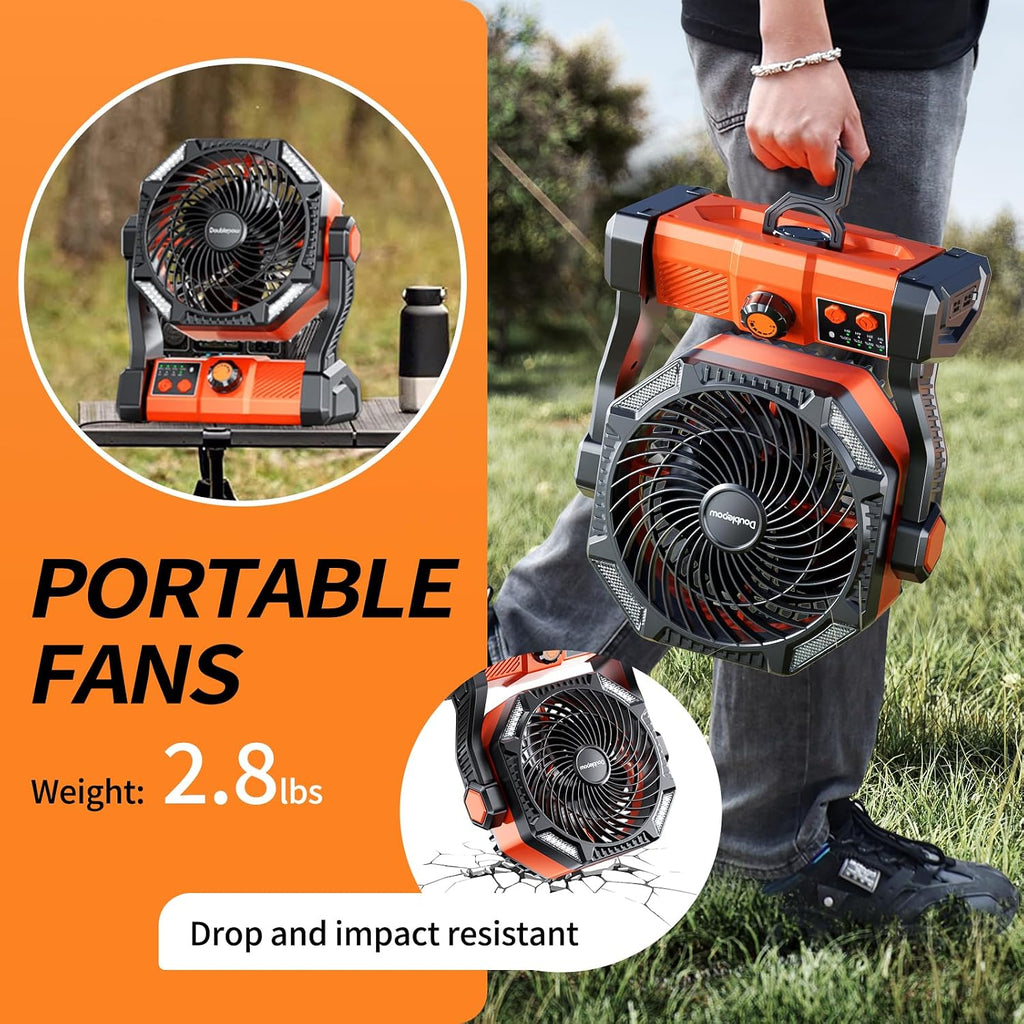 20000mAh Rechargeable Camping Fan with LED Lantern & Remote