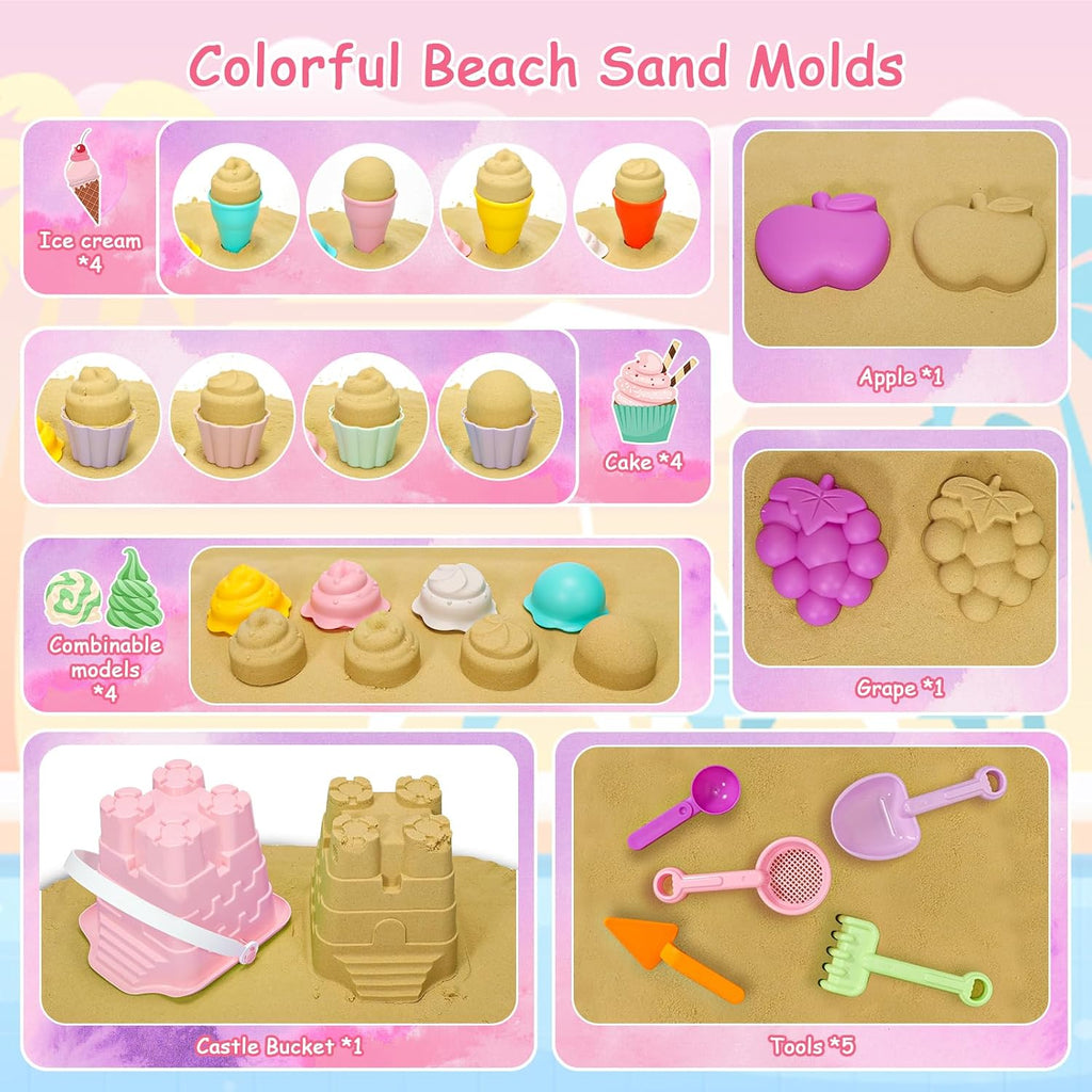 Kids Beach Sand Toy Set – 23 Pieces with Mesh Bag
