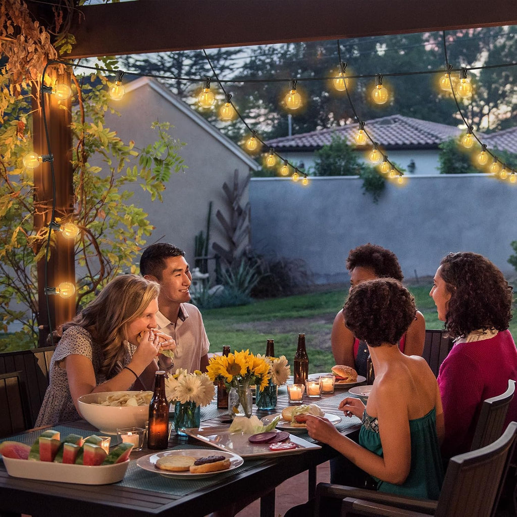 31m Solar Festoon Lights – 50 Bulbs, Dimmable with Remote