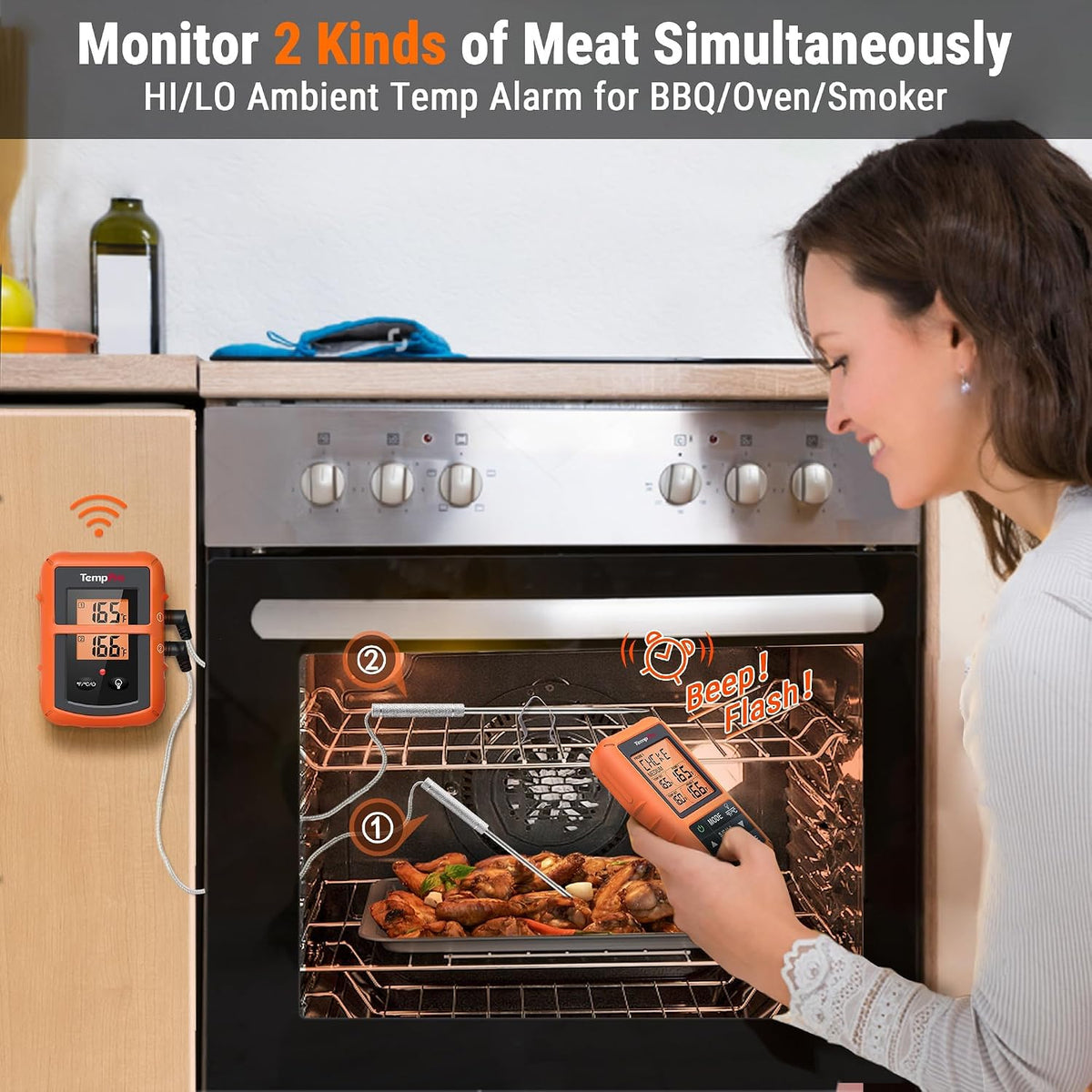 Wireless Meat Thermometer with Dual Probes – 150 m Range