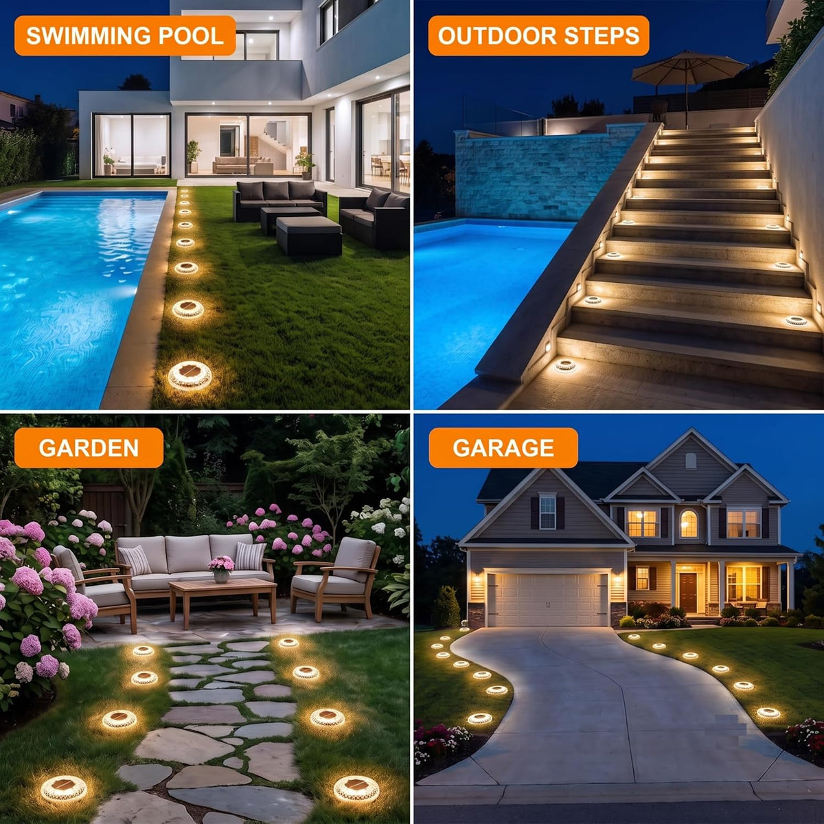 Solar In-Ground Garden Lights – Warm White