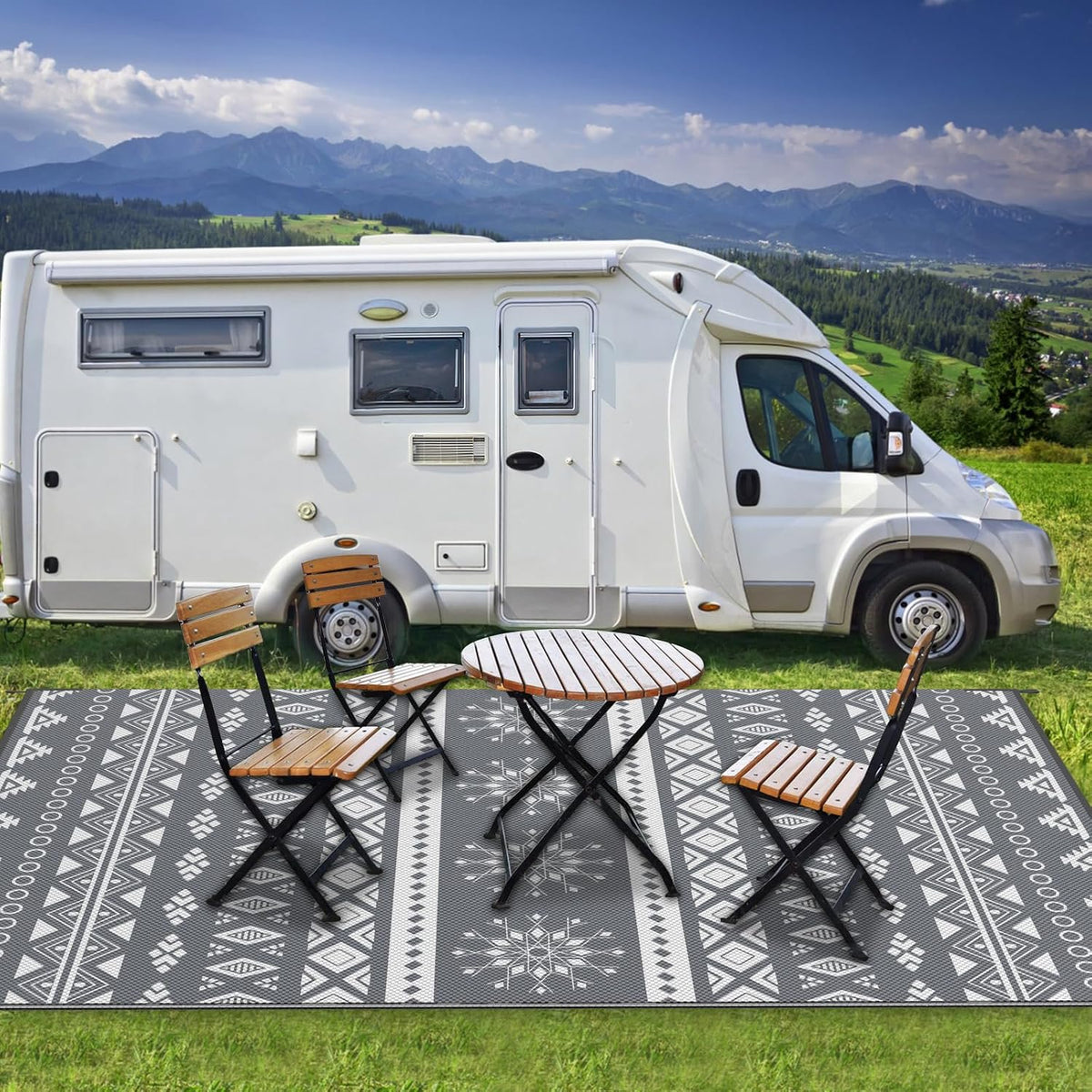 Reversible Waterproof Outdoor Rug for Patio & Camping