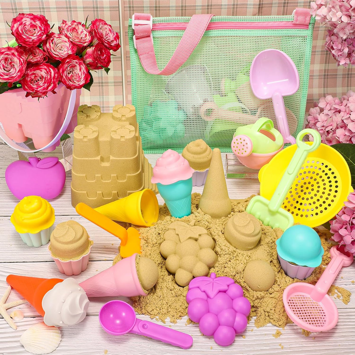 Kids Beach Sand Toy Set – 23 Pieces with Mesh Bag