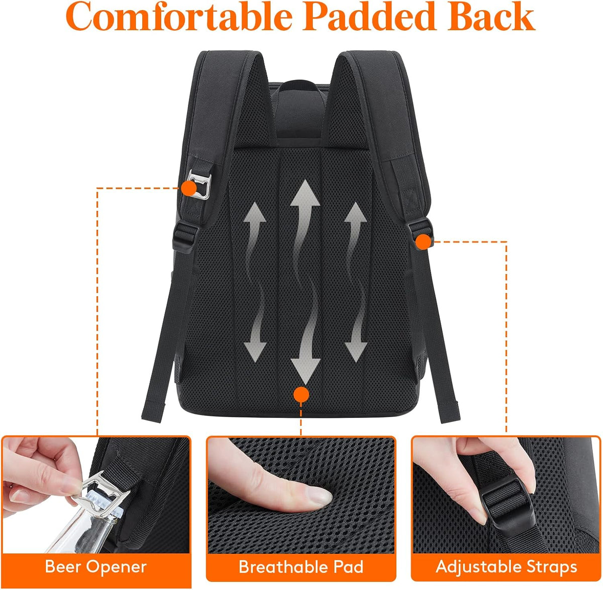 26L Insulated Cooler Backpack – Leakproof, 34 Cans