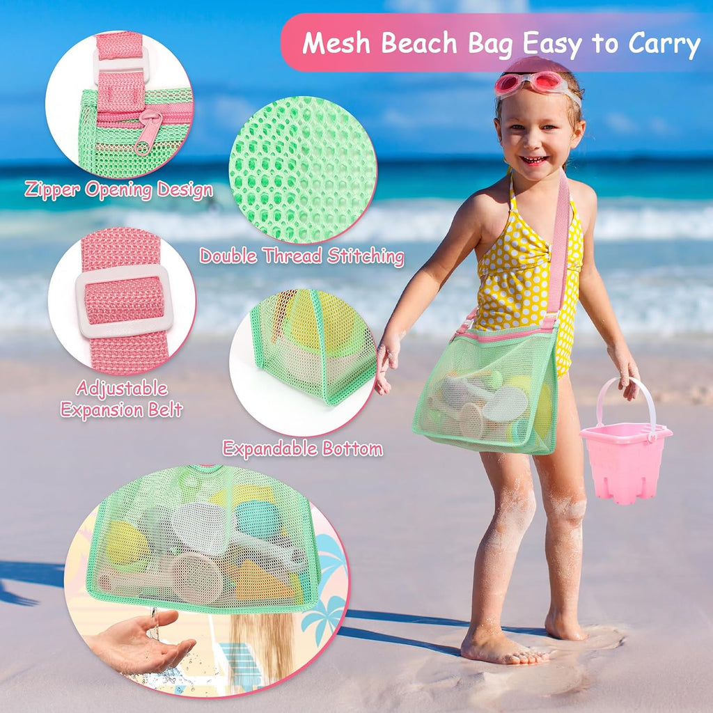 Kids Beach Sand Toy Set – 23 Pieces with Mesh Bag