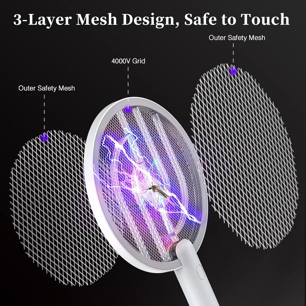 Rechargeable 4000V Electric Fly Swatter & Mosquito Zapper