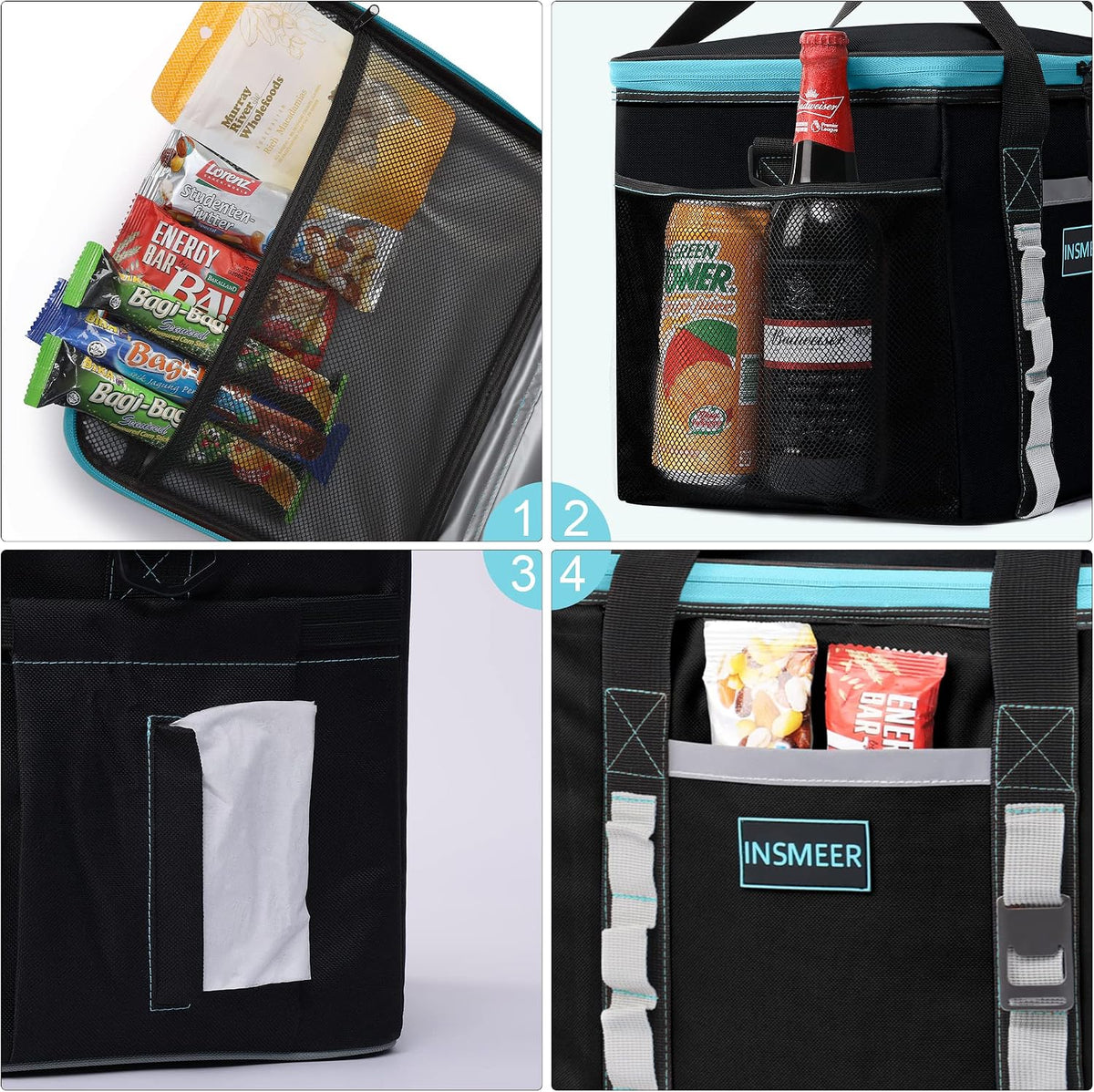 48L Large Foldable Insulated Cooler Bag – Holds 65 Cans