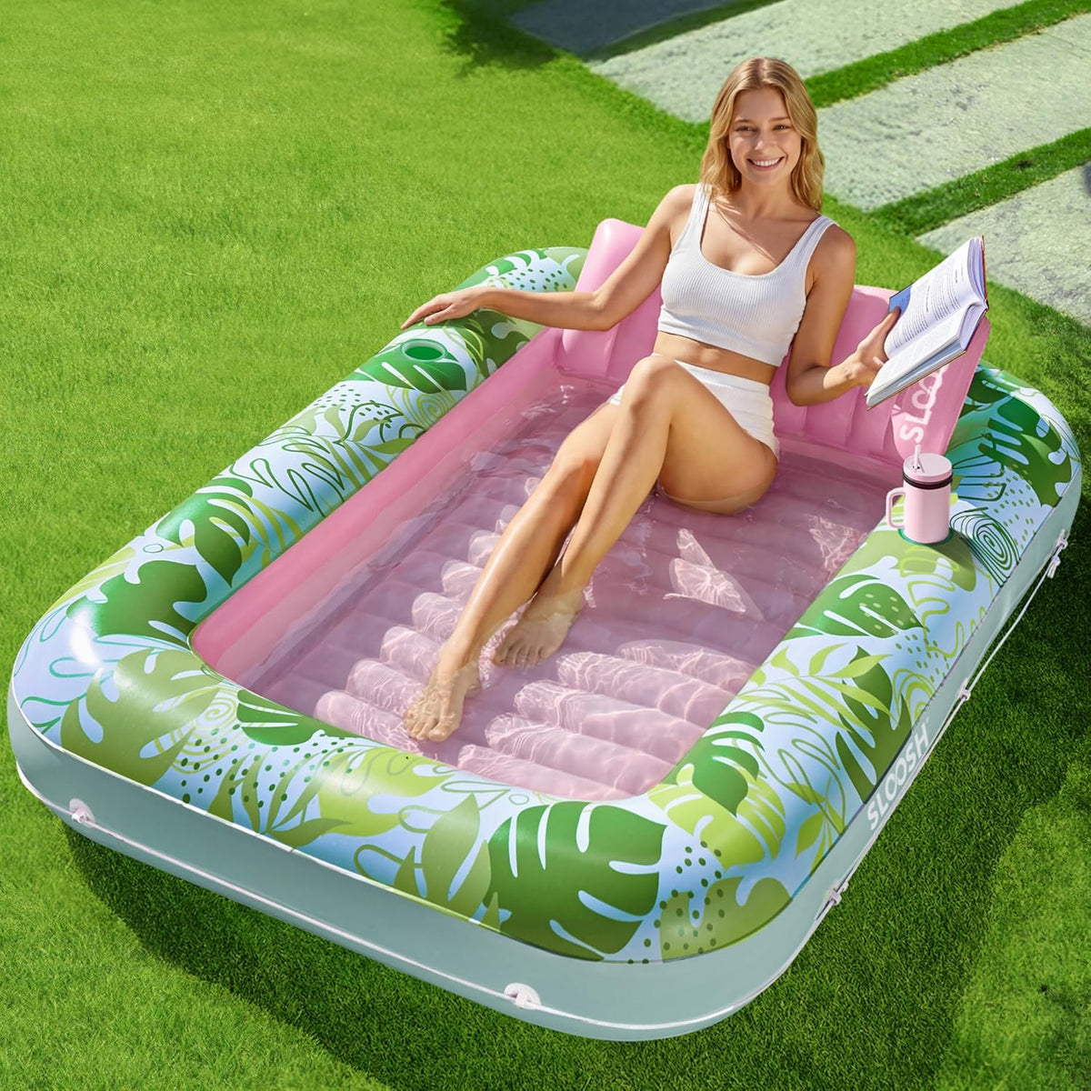 XL Inflatable Tanning Pool Lounger with Pillow