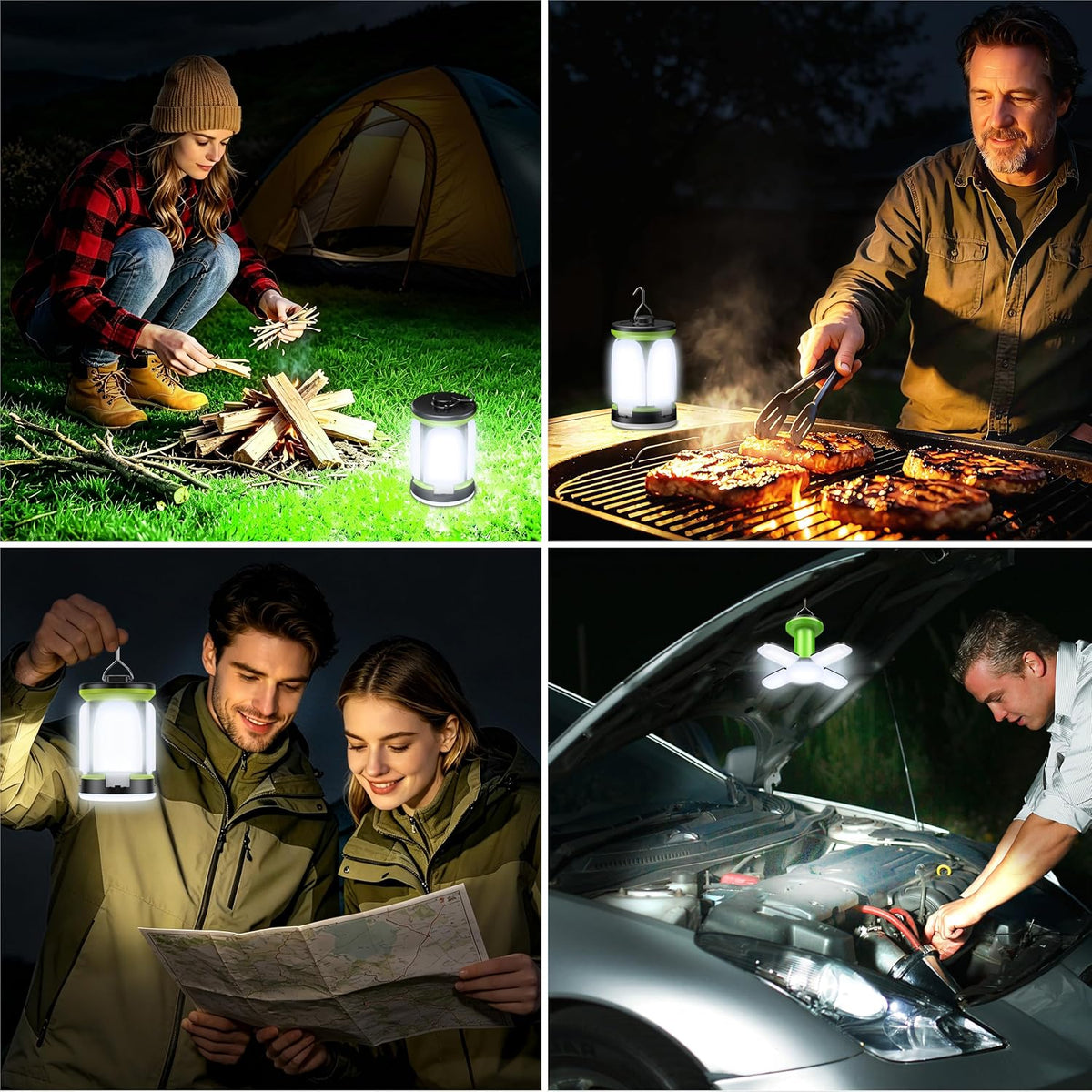 Rechargeable 2000LM Camping Lantern with Detachable Lights – 2 Pack