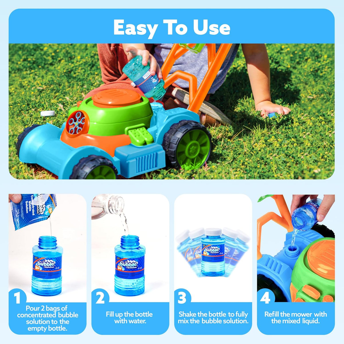 Bubble Lawn Mower Toddler Toy with Sounds