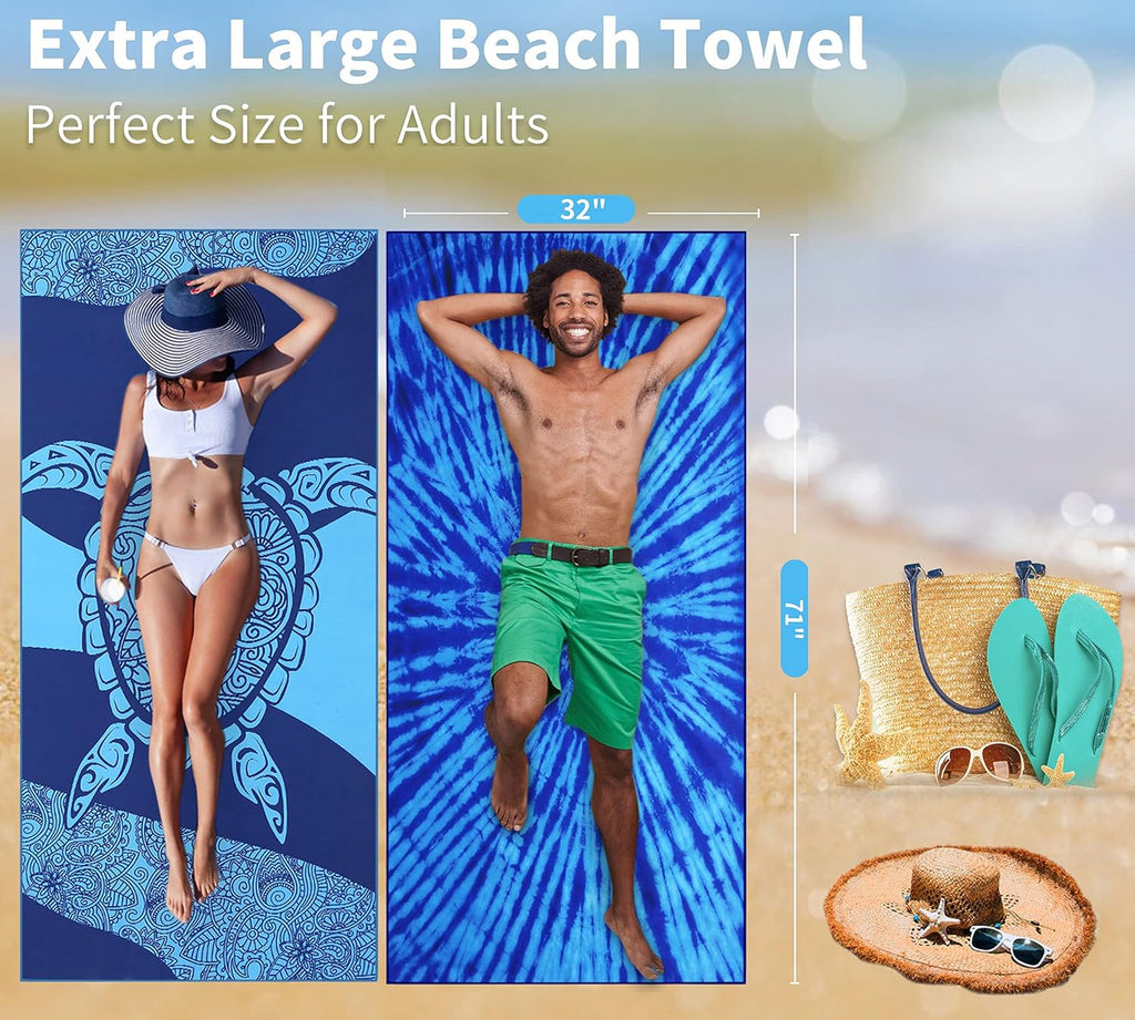 Oversized Microfibre Beach Towels 180 x 80 cm – 4 Pack