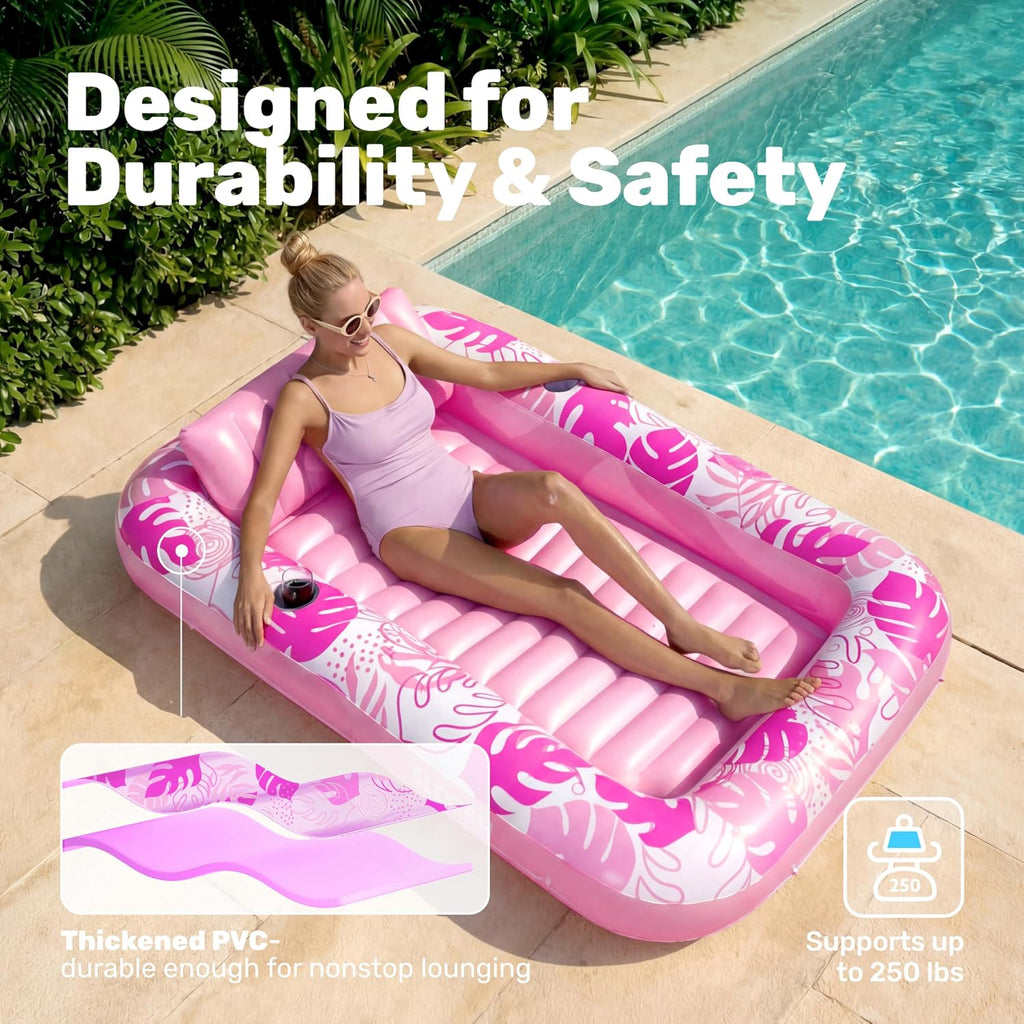 XL Inflatable Tanning Pool Lounger with Pillow