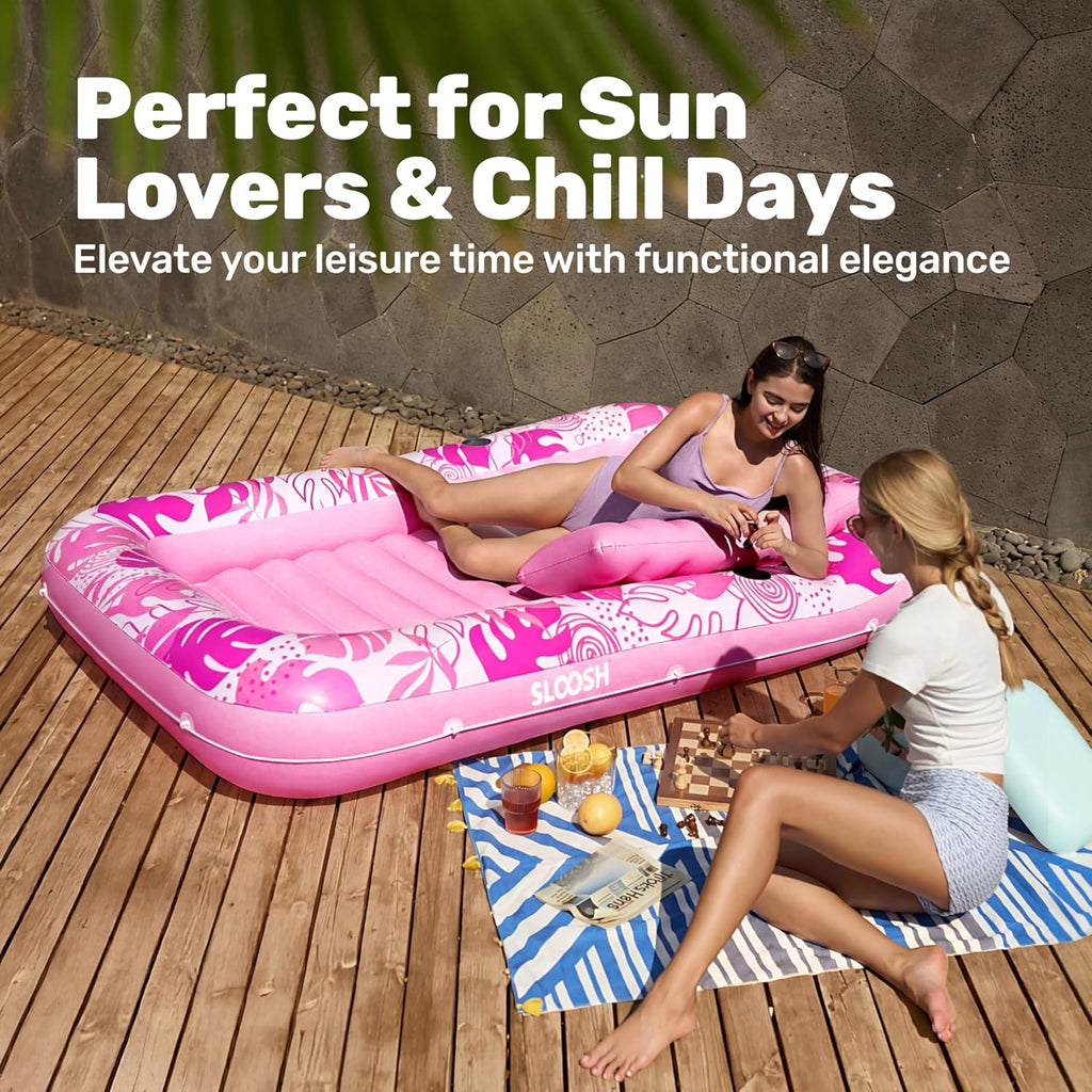 XL Inflatable Tanning Pool Lounger with Pillow