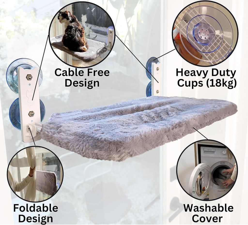 Cordless Cat Window Perch Hammock – Holds 10 kg