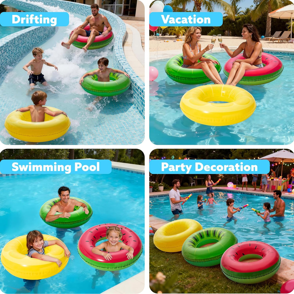 Inflatable Pool Float Rings – 3 Pack